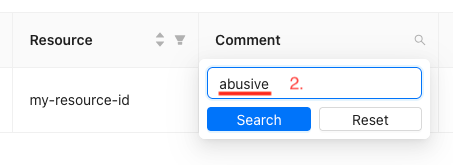 Column Search Dropdown