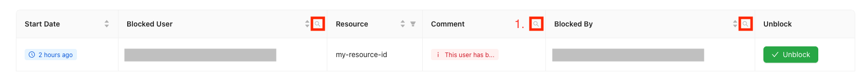 Column Search Icons