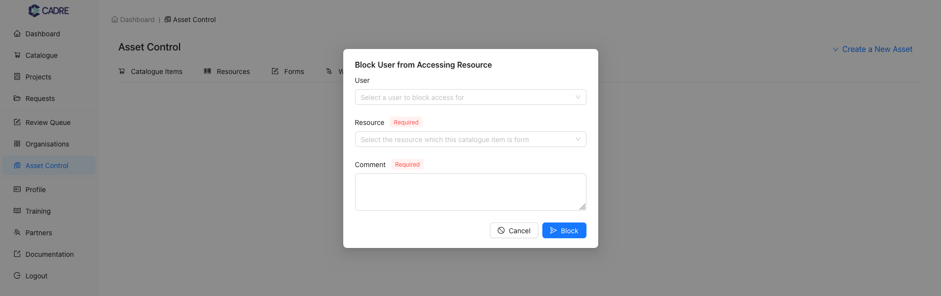Empty Block Record Form