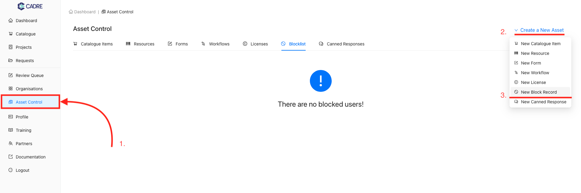Navigating to New Block Record Form