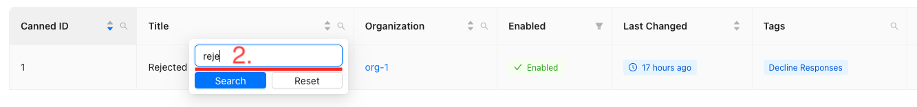 Column Search Dropdown