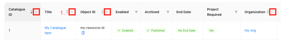 Column Search Icons