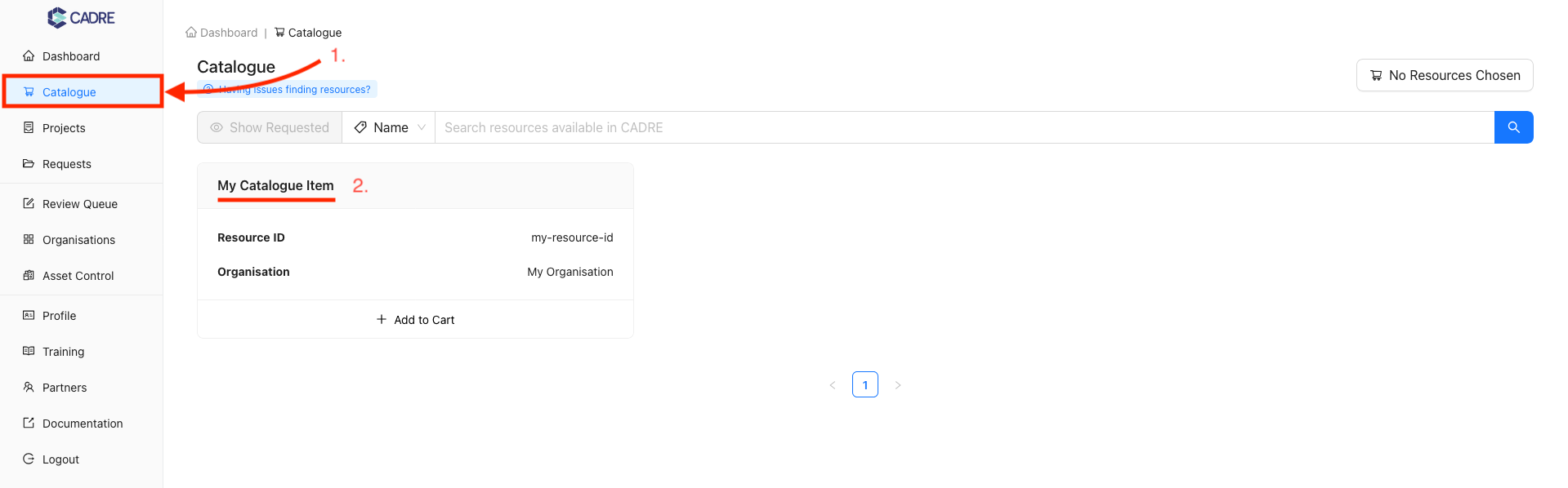 Confirm Catalogue Item Under Catalogue