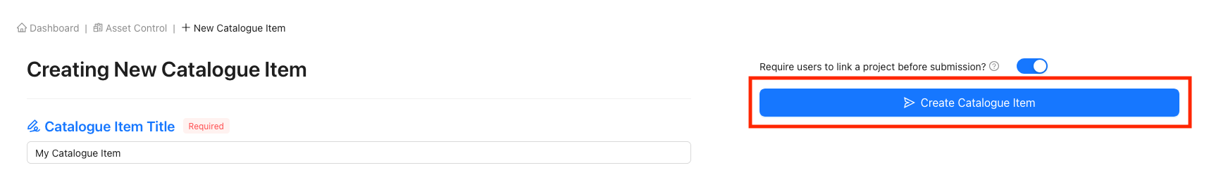 Submit Catalogue Item Button