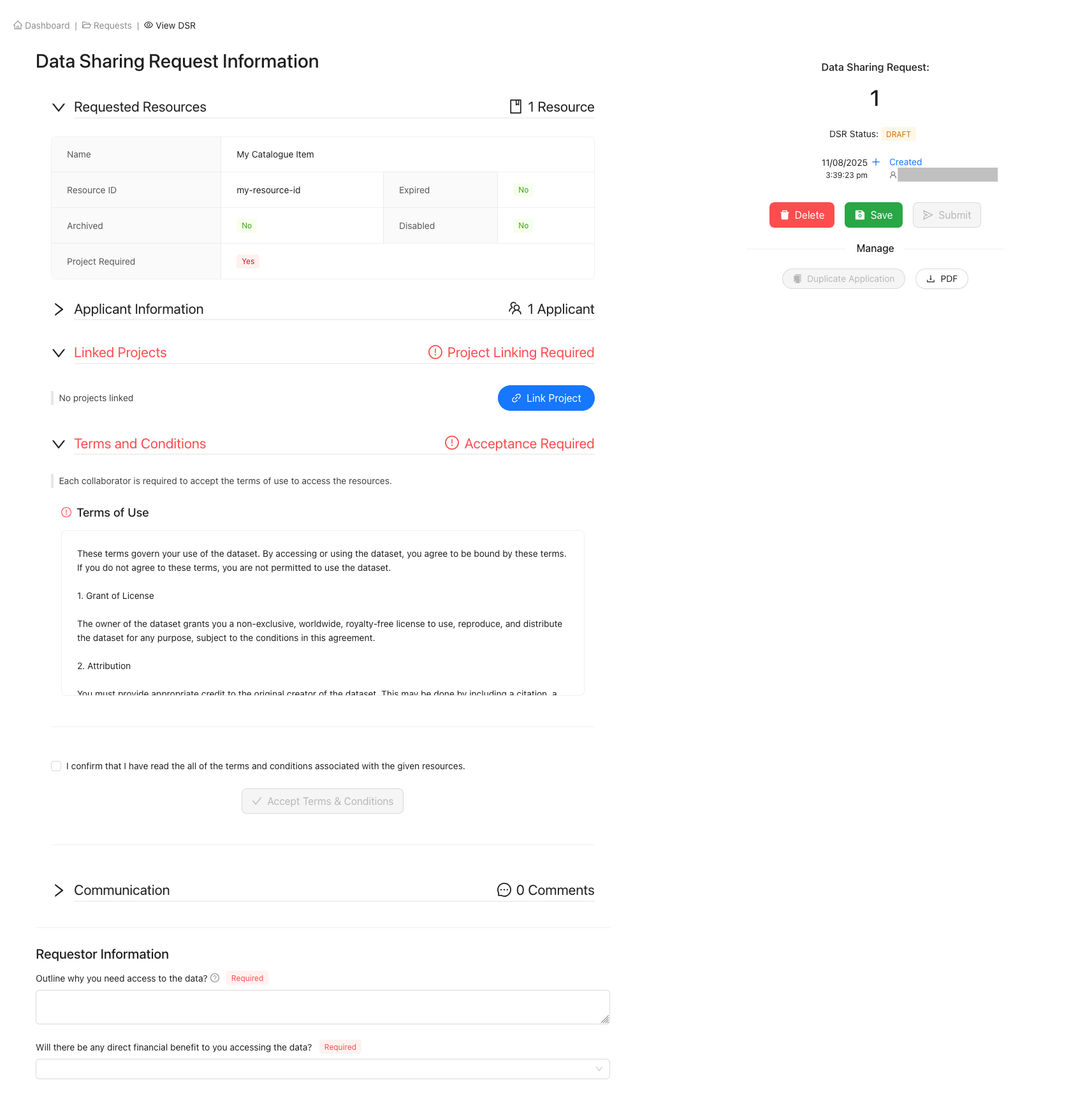 Viewing the Resource's Request Form