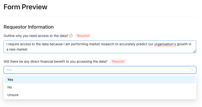Form Preview Populated