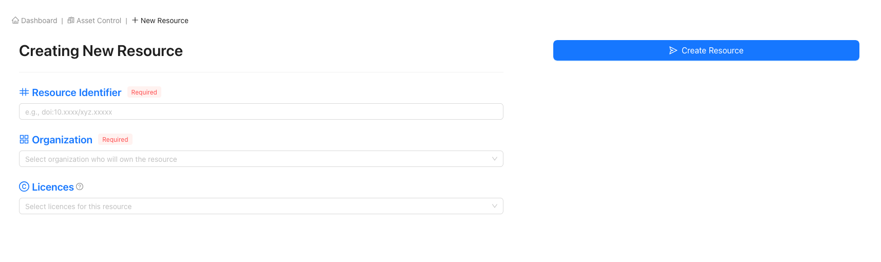 Empty New Resource Form