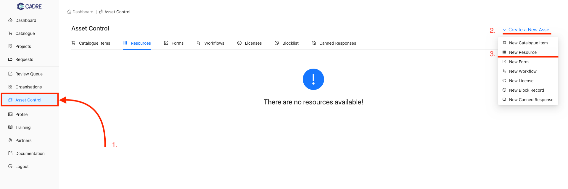 Navigating to New Resource Form