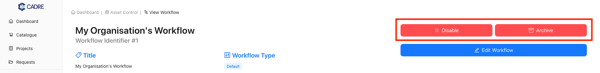 Archiving or Disabling (Workflow View)