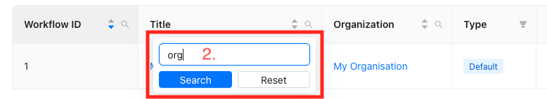 Column Search Dropdown