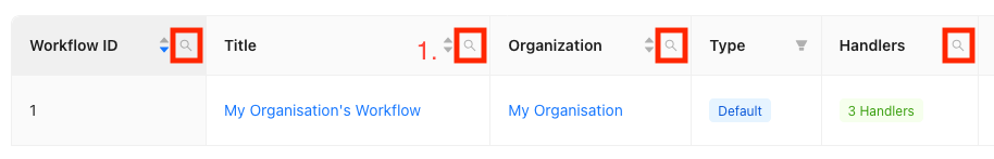 Column Search Icons
