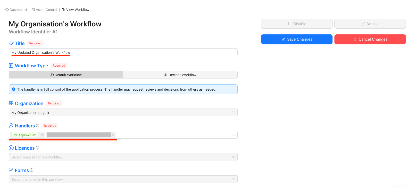 Updating a Workflow Details