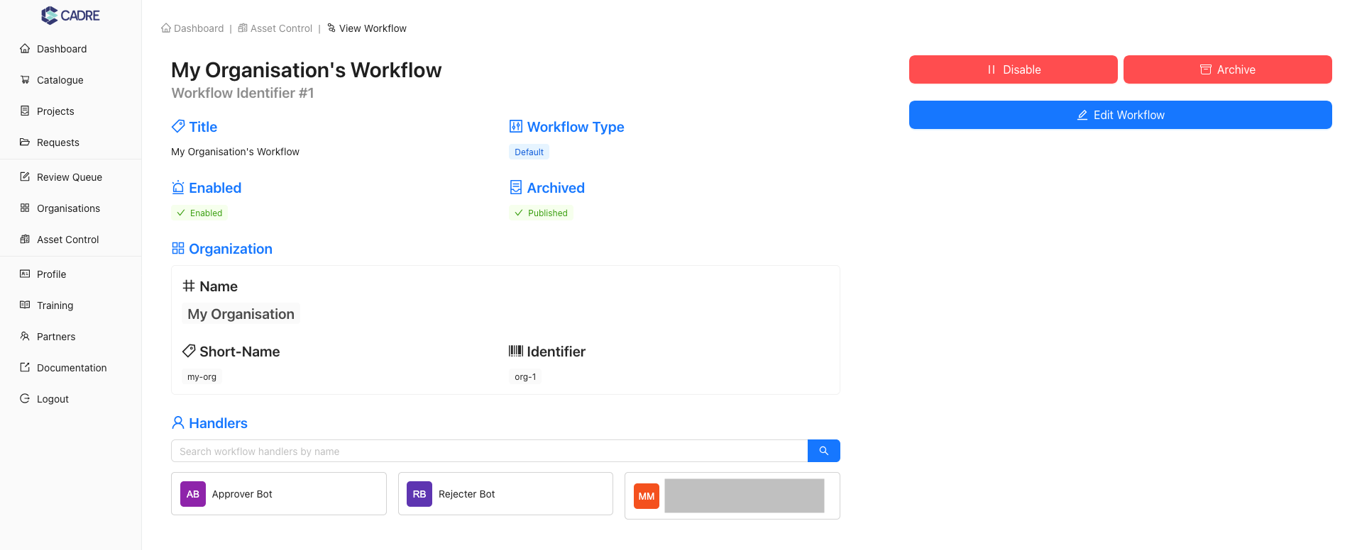 Viewing the Specific Workflow's Page