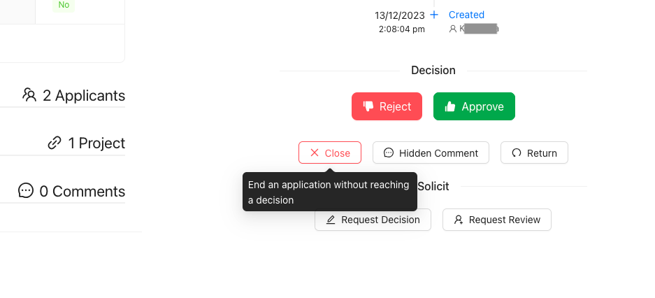 Clicking the Close Button