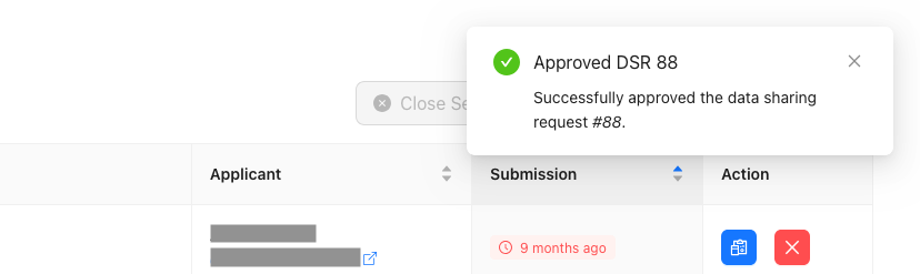Confirmation for Successful Approval