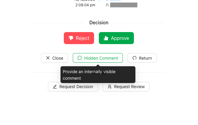 Click the Internal Comment Button