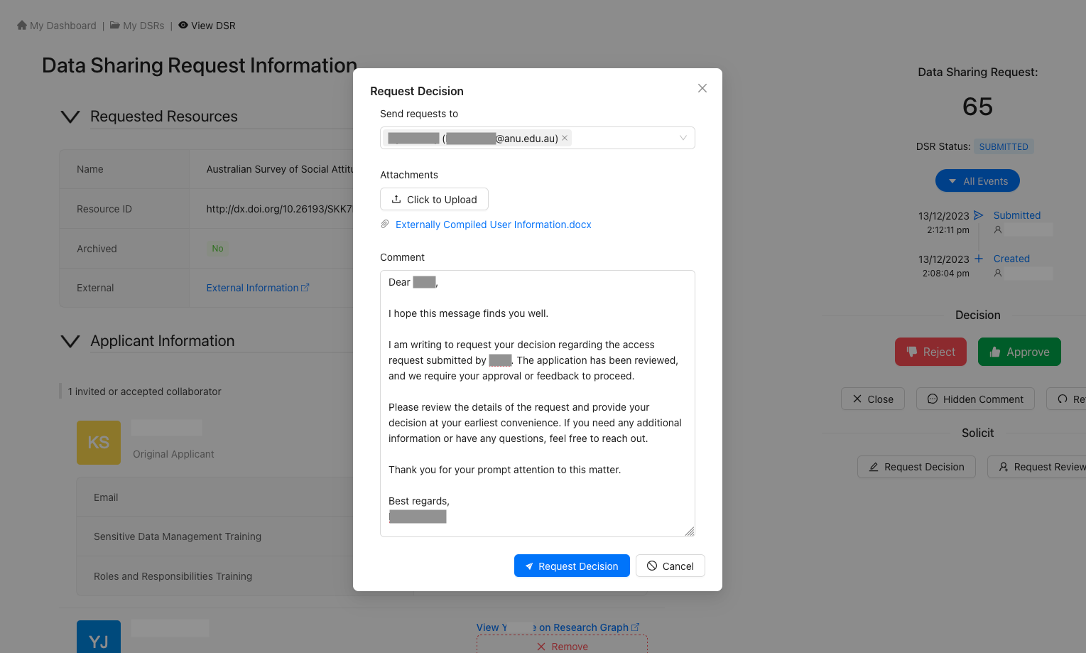 Forwarded Request Information