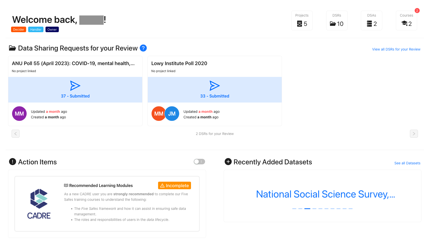 Populated Approver Dashboard