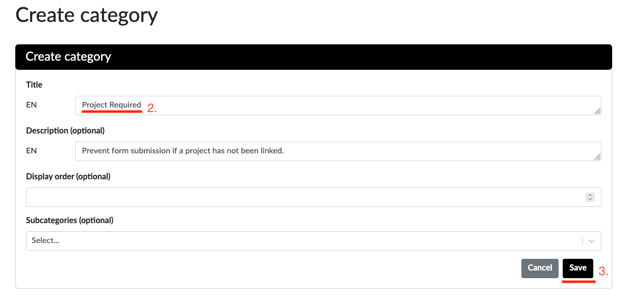 Creating the 'Project Required' Category