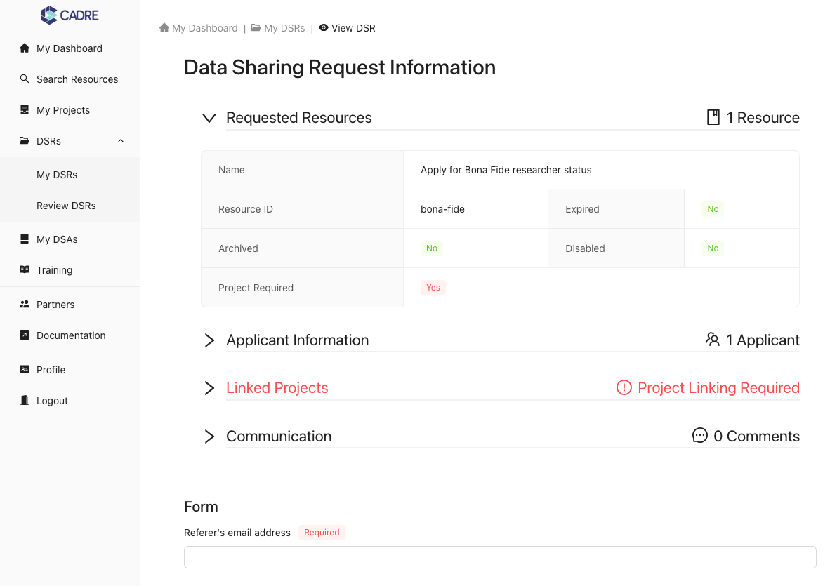 Review that the resource requires project linkage