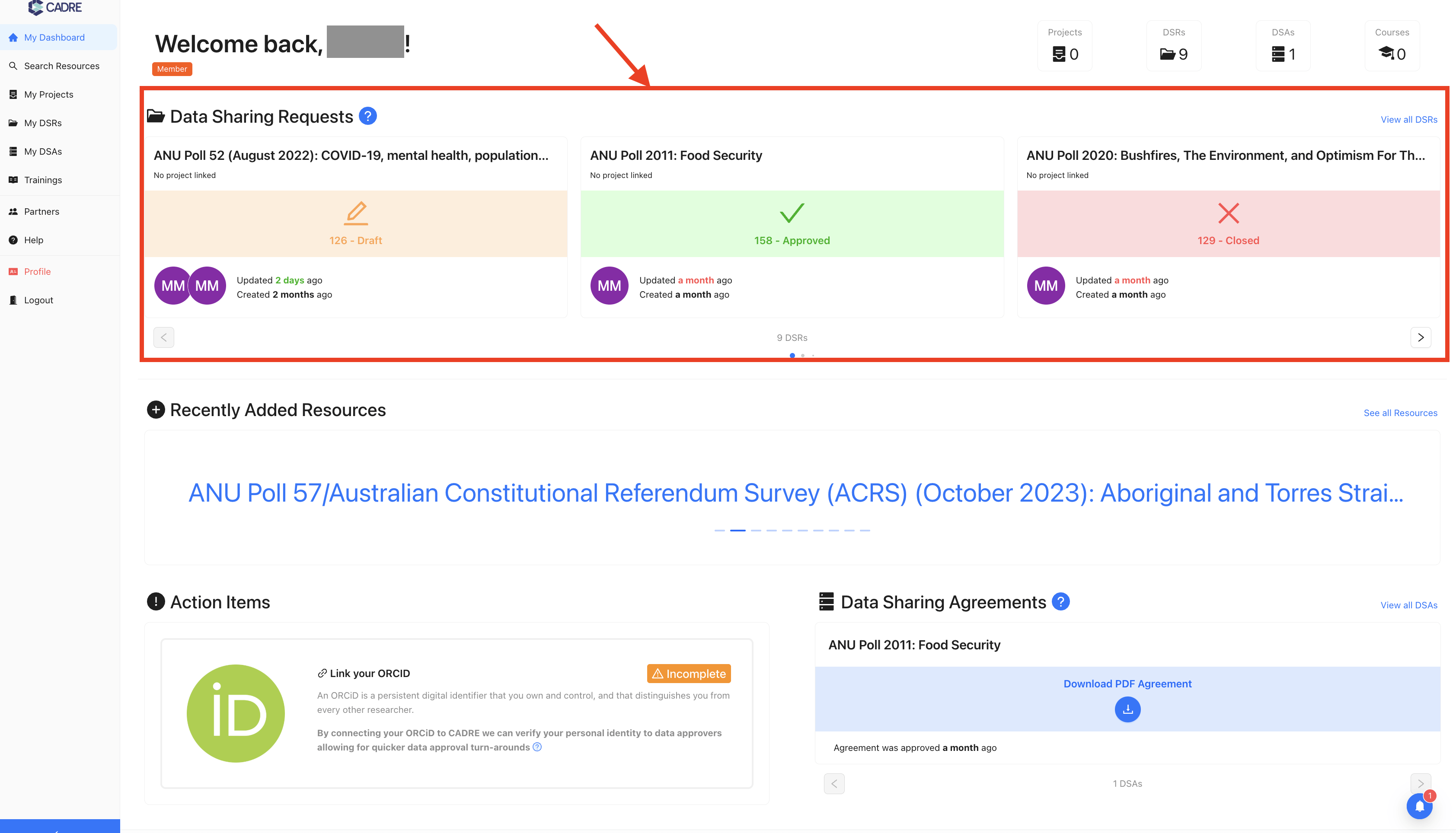 Returning Applicant DSR Section