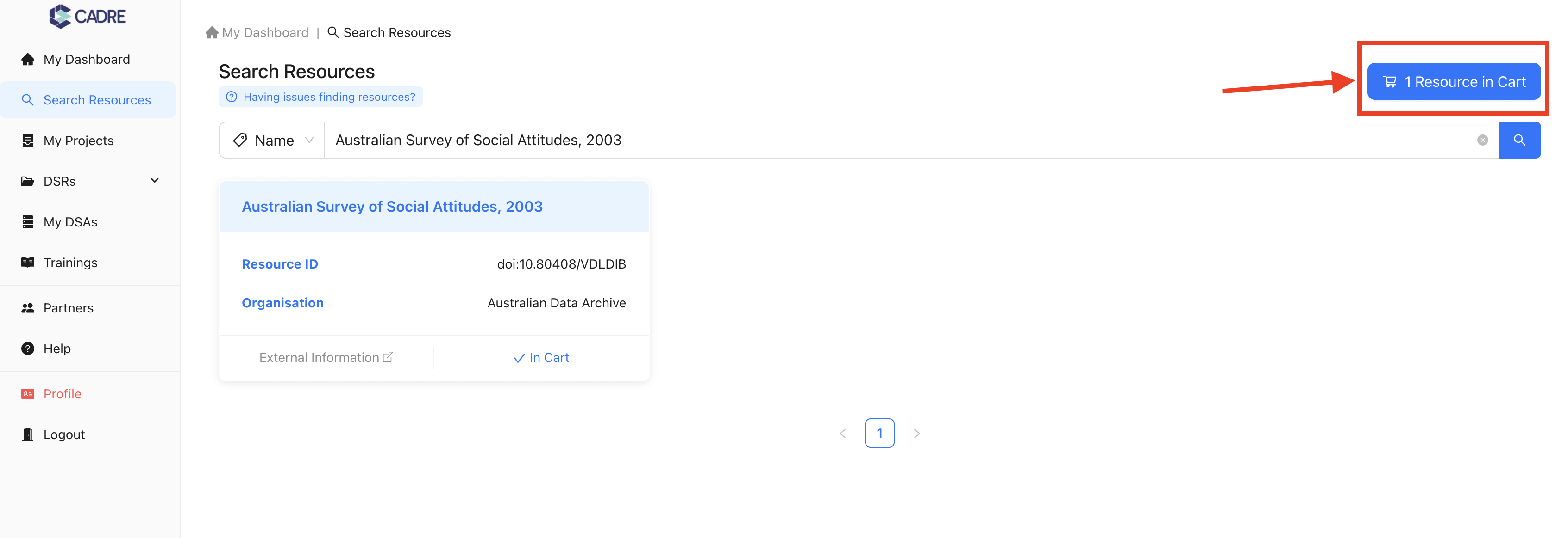 Open cart button